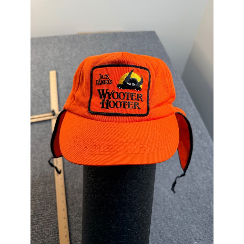 Vintage Jack Daniels Wyooter Hooter Hat Orange USA Made Hunting Snapback Cap
